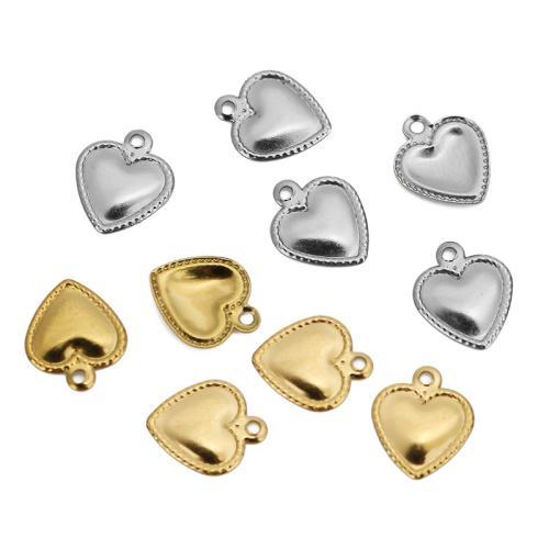 rozsdamentes acél Szív medálok, 304 rozsdamentes acél, galvanizált, DIY & egyoldalas, több színt a választás, 8x10mm, Által értékesített PC