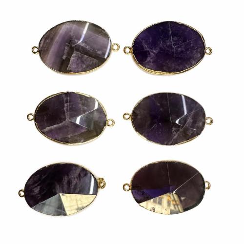 Quartz liitin, Ametisti, Flat Oval, päällystetty, tee-se-itse, 42x26x9mm, Myymät PC