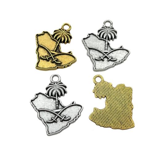 سبائك الزنك المعلقات, خريطة, مطلي, ديي, المزيد من الألوان للاختيار, 23x27mm, تباع بواسطة PC