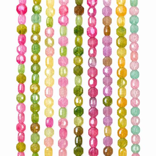 Crackle Glasperler, Glas, Geometrisk mønster, du kan DIY, flere farver til valg, 8mm, Længde Ca. 38 cm, 10Strands/Lot, Solgt af Lot