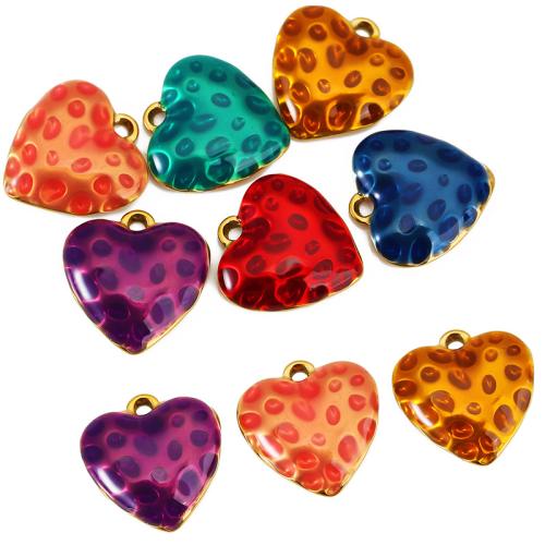 Stainless Steel Heart Pendants 304 Stainless Steel gold color plated DIY & enamel Sold By PC