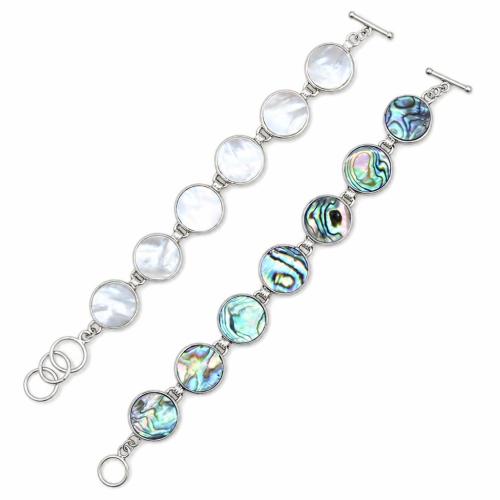 coquille bracelet, avec alliage de zinc, Plat rond, bijoux de mode & unisexe, plus de couleurs à choisir, Longueur Environ 21 cm, Vendu par PC