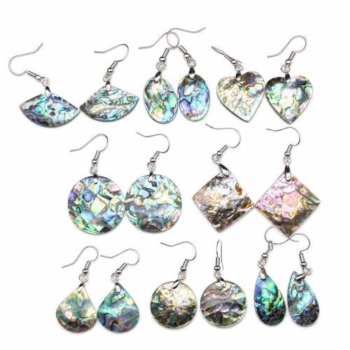 Nácar de Abulón Pendientes con Colgantes, con aleación de zinc, Joyería & diferentes estilos para la opción & para mujer, Vendido por Par