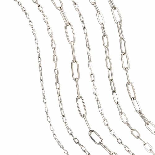 Acier inoxydable chaîne de bijoux, Acier inoxydable 304, DIY & styles différents pour le choix, couleur originale, 100m/sac, Vendu par sac
