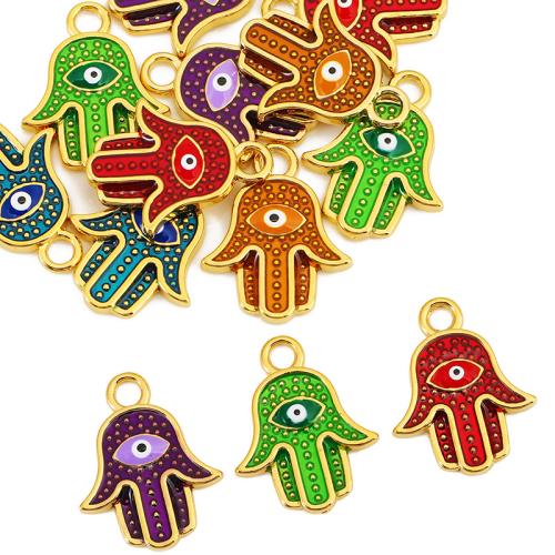 Zlo oko privjesci, 304 nehrđajućeg čelika, Hamsa, zlatna boja pozlaćen, možete DIY & emajl, više boja za izbor, 18x23mm, Prodano By PC