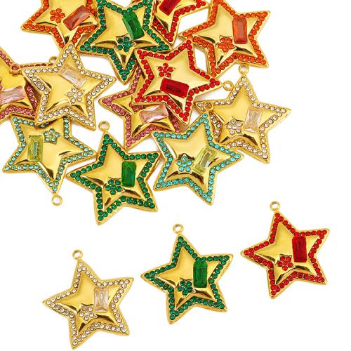 Ciondoli gioielli in acciaio inox, 304 acciaio inox, Stella, placcato color oro, DIY & con strass, nessuno, 22x23.50mm, Venduto da PC