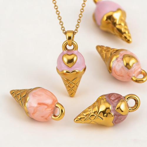 Stainless Steel Pendants Ice Cream plated DIY & enamel Sold By Bag