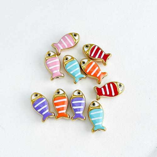 ステンレス鋼アニマルペンダント, ステンレス, 魚, メッキ, DIY & エナメル, 無色, 13x7mm, 10パソコン/バッグ, 売り手 バッグ