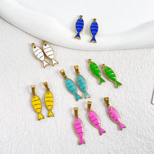 ステンレス鋼アニマルペンダント, ステンレス, 魚, メッキ, DIY & エナメル, 無色, 7x23mm, 10パソコン/バッグ, 売り手 バッグ