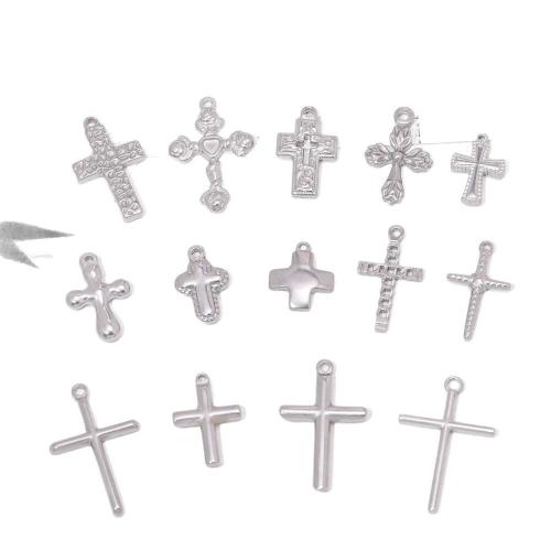 Nerūdijančio plieno Cross Pakabukai, 304 Nerūdijantis plienas, Kirsti, Pasidaryk pats & įvairių stilių pasirinkimas, Originali spalva, 100kompiuteriai/Krepšys, Pardavė Krepšys