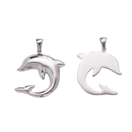Rostfritt stål Animal Hängen, 304 rostfritt stål, Dolphin, plated, DIY, fler färger för val, 26x33mm, 10PC/Bag, Säljs av Bag