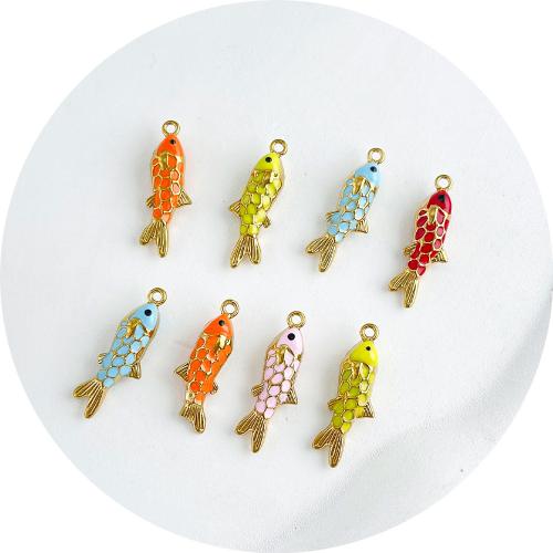 Životinja privjesci od nehrđajućeg čelika, Nehrđajući čelik, Riba, pozlaćen, možete DIY & emajl, više boja za izbor, 9x28mm, 10računala/Torba, Prodano By Torba