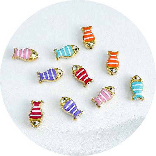 Nerūdijančio plieno Gyvūnų Pakabukai, Nerūdijantis plienas, Žuvis, padengtą, Pasidaryk pats & emalė, daugiau spalvų pasirinkimas, 13x7mm, 10kompiuteriai/Krepšys, Pardavė Krepšys