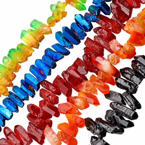 Natürliche Beschichtung Quarz Perlen, Natürlicher Quarz, Unregelmäßige, plattiert, DIY, keine, length 15-25mm, width 5-10mm, verkauft per ca. 38 cm Strang