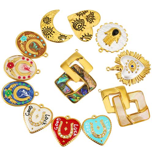 Roestvrij stalen sieraden Hangers, 304 roestvrij staal, gold plated, DIY & verschillende stijlen voor de keuze & glazuur & met strass, Verkocht door PC