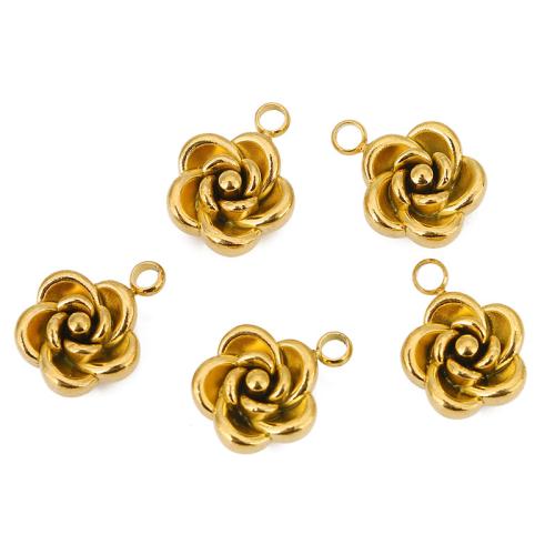 Stainless Steel Flower Pendant 304 Stainless Steel Rose Vacuum Ion Plating DIY  Sold By PC
