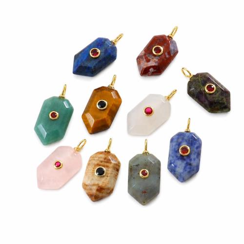 Colgantes de Gemas, Piedras preciosas, con metal, Patrón Geométrico, Bricolaje & diferentes materiales para la opción & con diamantes de imitación, 15x42mm, Vendido por UD