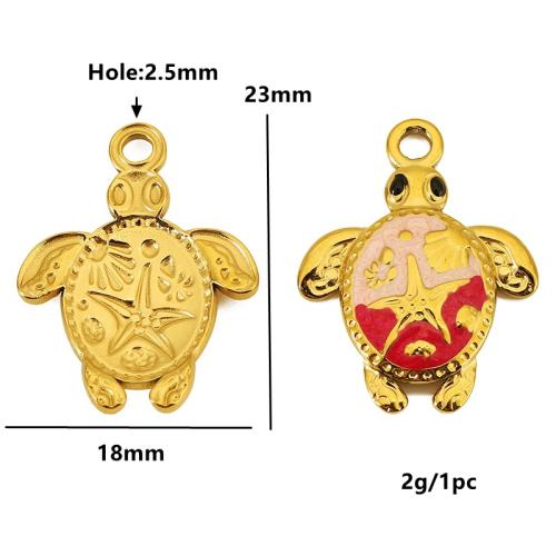 Ruostumaton teräs Animal Riipukset, 304 Stainless Steel, Kilpikonna, kullan väri kullattu, tee-se-itse & emali, enemmän värejä valinta, 18x23mm, Myymät PC