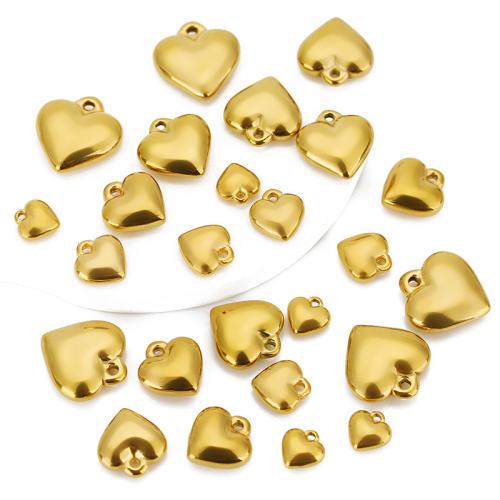 Stainless Steel Heart Pendants 304 Stainless Steel Vacuum Ion Plating DIY & solid Sold By PC