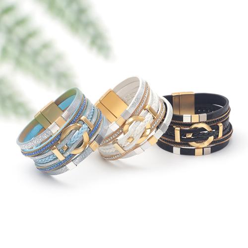 Bráisléad Wrap, PU, le PU, cóimhiotal since clasp maighnéadach, 195x35mm, Díolta De réir PC