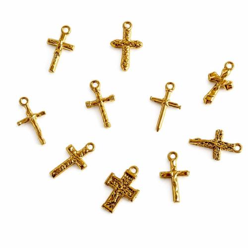 Nerūdijančio plieno Cross Pakabukai, 304 Nerūdijantis plienas, Kirsti, aukso spalva padengtas, Pasidaryk pats & įvairių stilių pasirinkimas, Pardavė PC