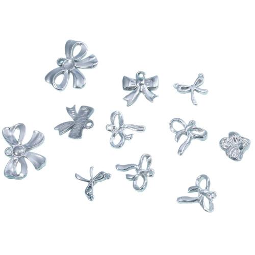 Stainless Steel korut Riipukset, 304 Stainless Steel, Bowknot, tee-se-itse & eri tyylejä valinta, alkuperäinen väri, Myymät PC