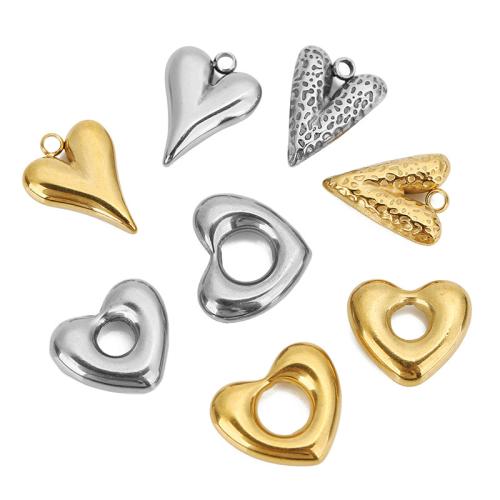 Ruostumaton teräs Sydän Riipukset, 304 Stainless Steel, tee-se-itse & eri tyylejä valinta, Myymät PC