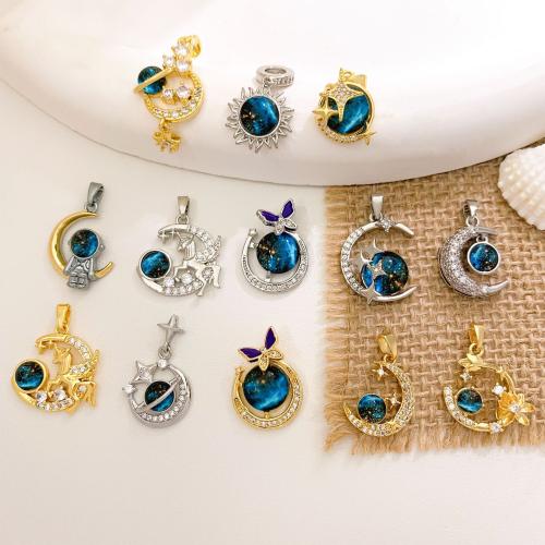 Cubic Zirconia Micro Pave Brass Pendants plated DIY & micro pave cubic zirconia Sold By PC