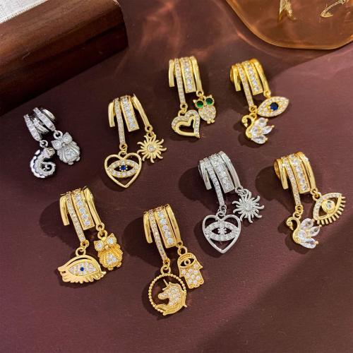 Cubic Zirconia Micro Pave Brass Pendants plated DIY & micro pave cubic zirconia Sold By PC