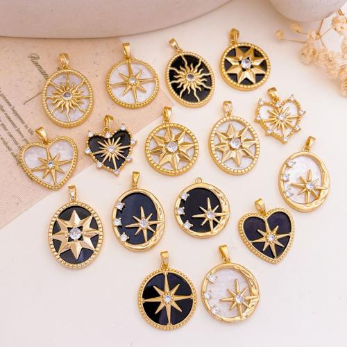 Cubic Zirconia Micro Pave Brass Pendants plated DIY & micro pave cubic zirconia & enamel pendent size 19-21mm Sold By PC