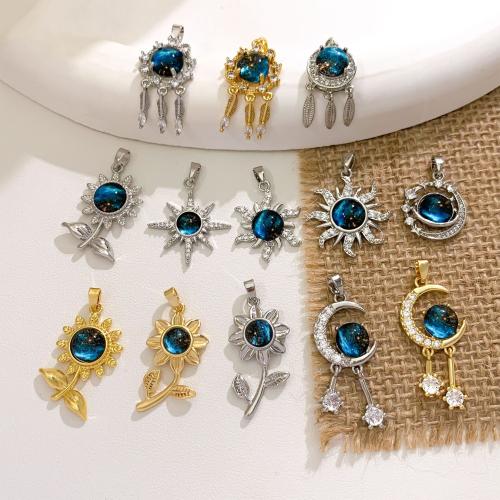 Kubinių Zirconia Mikro Pave Žalvaris Priedai veltiniams, vilna, Žalvarinis, padengtą, Pasidaryk pats & įvairių stilių pasirinkimas & mikro nutiesti kubinių Zirconia, pendent size 12-23mm, Pardavė PC