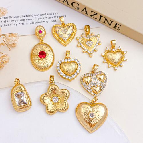 Cubic Zirconia Micro Pave bronze Pingente, cobre, cromado de cor dourada, DIY & Vario tipos a sua escolha & micro pavimento em zircônia cúbica, pendent size 11-18mm, vendido por PC