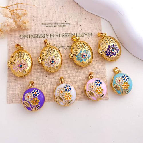 Sinc Alloy Locket Pendants, Prás, dath an óir plated, DIY & stíleanna éagsúla do rogha & micrea réiteach zirconia ciúbach & cruan, Díolta De réir PC