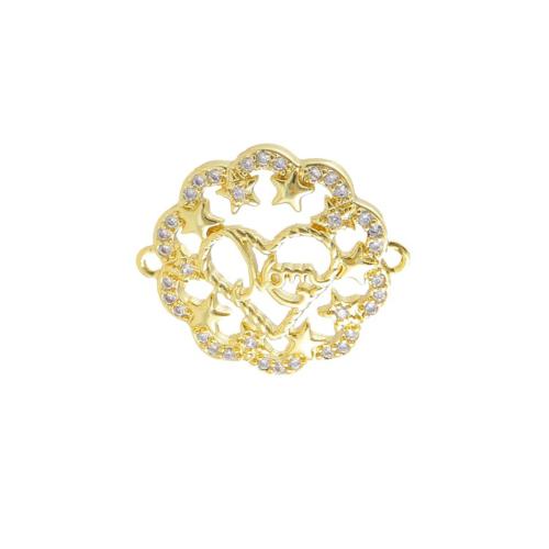 Цирконий Micro Pave Латунный разъем, Латунь, плакирован золотом, DIY & разные стили для выбора & инкрустированное микро кубического циркония, продается PC
