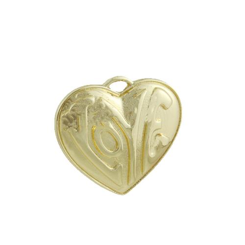 Μενταγιόν Brass Heart, Ορείχαλκος, χρώμα επίχρυσο, DIY & διαφορετικά στυλ για την επιλογή, Sold Με PC