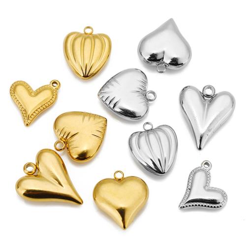 Rustfrit stål Heart Vedhæng, 304 rustfrit stål, du kan DIY & forskellige stilarter for valg, Solgt af PC
