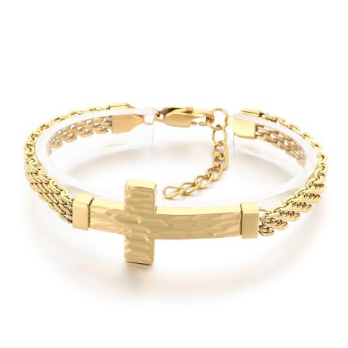 304 Stainless Steel Bracelet Cross plated vintage & for man Sold By PC
