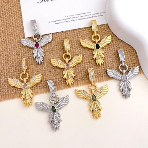 Rhinestone Μενταγιόν Brass, Ορείχαλκος, Φοίνιξ, επιχρυσωμένο, DIY & με στρας, περισσότερα χρώματα για την επιλογή, 25x39mm, Sold Με PC