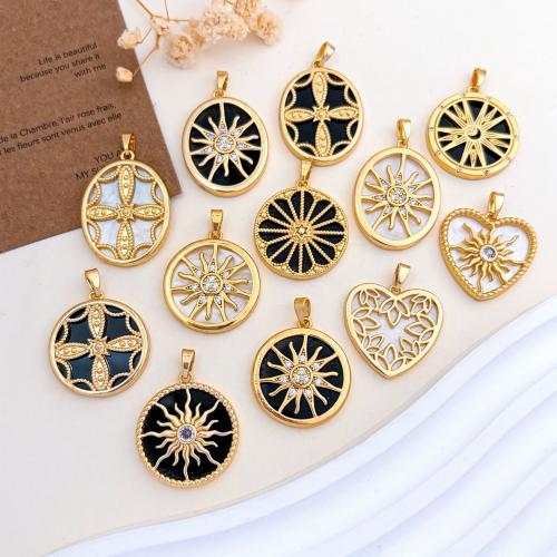 Befestigter Zirkonia Messing Anhänger, plattiert, DIY & verschiedene Stile für Wahl & Micro pave Zirkonia & Emaille, pendant size 19-21mm, verkauft von PC