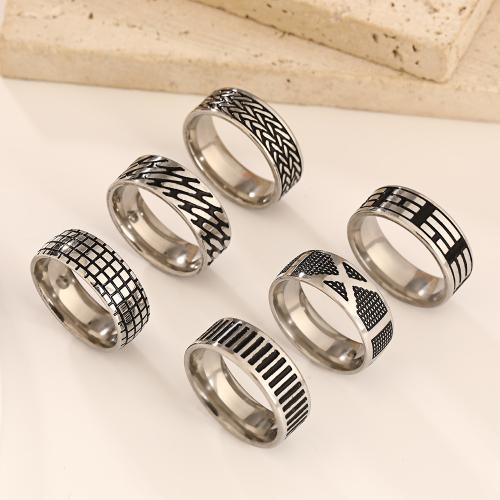 304 rostfritt stål Finger Ring, olika storlek för val & olika stilar för val & för människan & svärta, ursprungliga färgen, Storlek:6-11, Säljs av PC