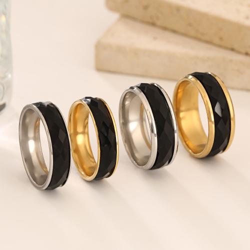 304 Stainless Steel Finger Ring plated Unisex & faceted US Ring Sold By PC
