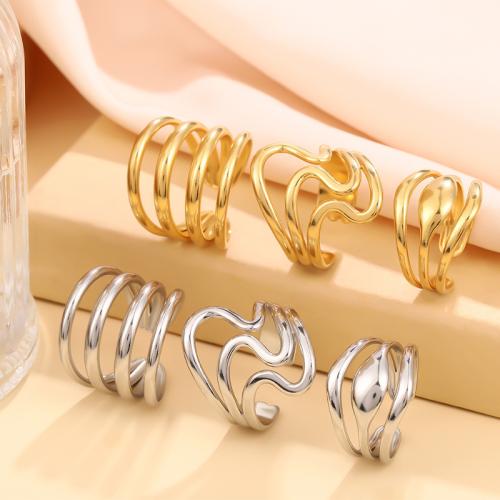 Aço inoxidável 304 Cuff Ring Finger, banhado, Vario tipos a sua escolha & para mulher & vazio, tamanho:8, vendido por PC