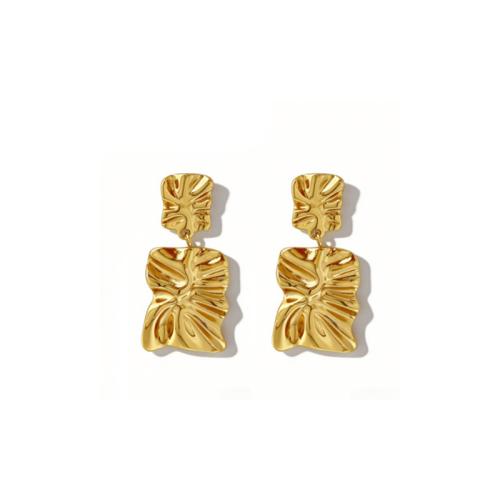 304 acciaio inox orecchini a goccia, Motivo geometrico, placcato color oro, gioielli di moda & per la donna, 21x45mm, Venduto da coppia