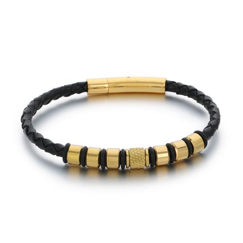 Titanium Steel Bracelet with Microfiber PU plated & for man Sold By PC