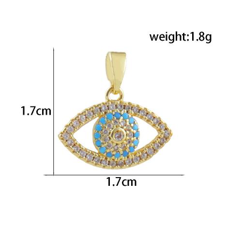 Zlo oko privjesci, Mesing, Urokljivo oko, pozlaćen, možete DIY & različitih stilova za izbor & s Rhinestone, 5x10x16mm, Prodano By PC