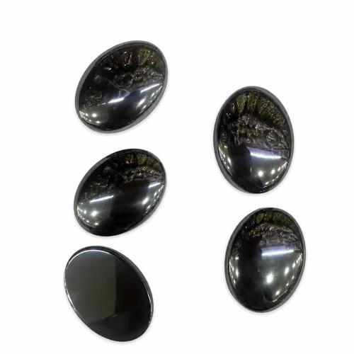 Ikke-magnetisk hæmatit flad ryg cabochon, Flad Oval, du kan DIY, 30x22x7mm, Solgt af PC