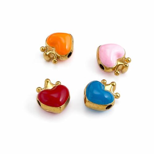 Stainless Steel Spacer Beads 304 Stainless Steel Heart gold color plated DIY & enamel Sold By Bag