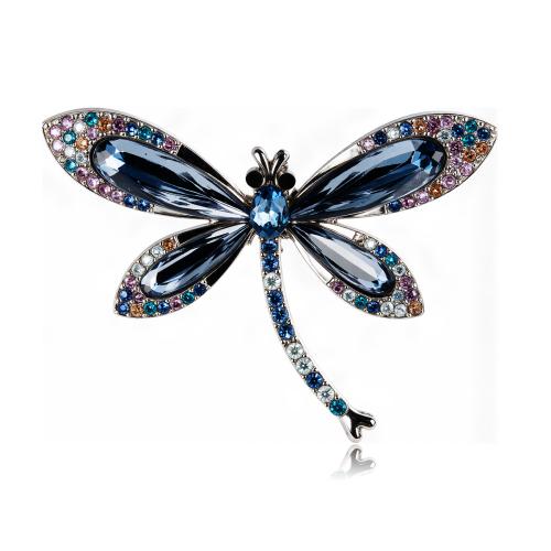 Cink ötvözet Bross, -val Kristály, Dragonfly, galvanizált, a nő & strasszos, több színt a választás, 53x50mm, Által értékesített PC