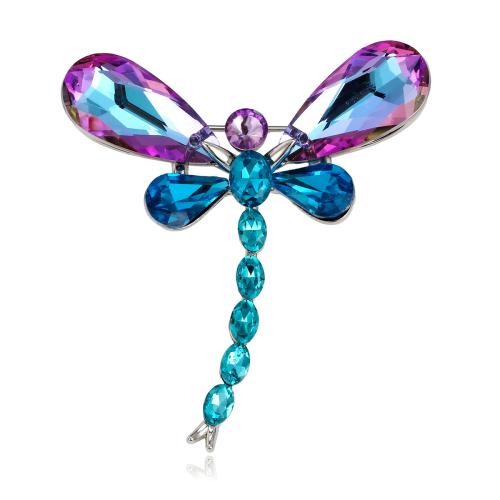 Cink Alloy Broš, s Kristal, Dragonfly, pozlaćen, modni nakit & bez spolne razlike, više boja za izbor, 51x57mm, Prodano By PC
