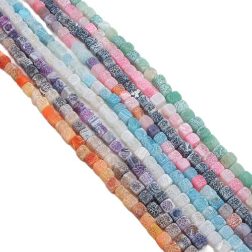 Naturlig effloresce Agate perler, Square, farvet & du kan DIY, flere farver til valg, beads size 6-8mm, Solgt Per Ca. 38 inch Strand